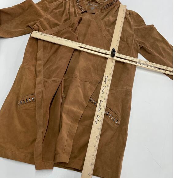 Max & Moi Jacket Womens‎ 36 Small Brown Suede Leather Chain Link Cowgirl Western - Picture 5 of 7